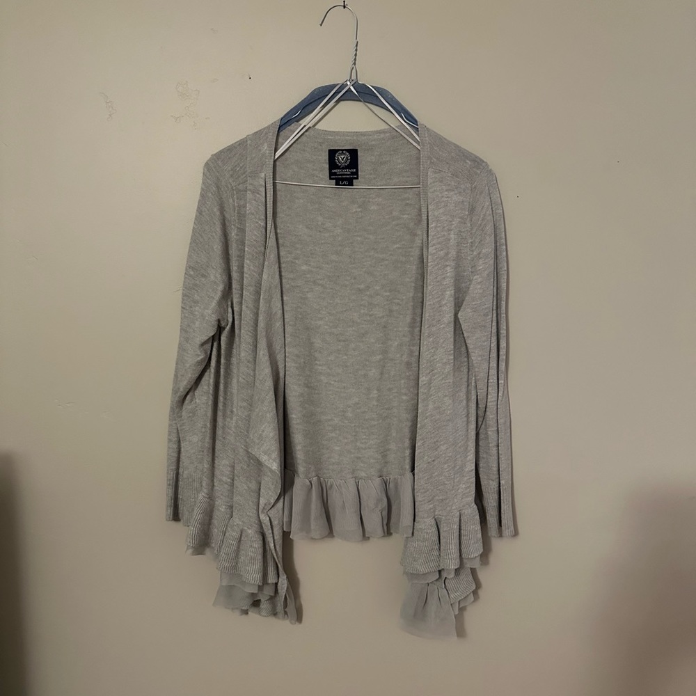 American eagle cropped cardigan with ruffle detail